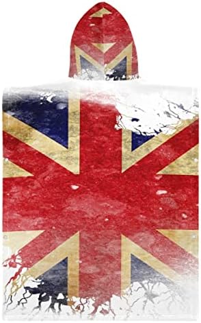 ZANHUGMI A Brit Zászló Prémium Kapucnis Törölköző, Gyerek Kapucnis fürdőlepedő Köpeny Fürdő Köntös