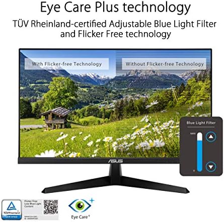 ASUS VY249HE 23.8 Eye Care Monitor, 1080P Full HD, 75Hz, IPS, Adaptív-Fordította:/Fordította Eye Care Plus, Színes Mellnagyobbítás,
