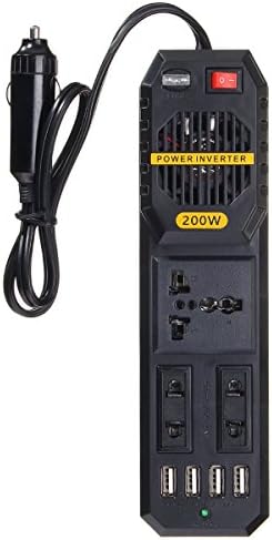 200W Autó Power Inverter DC 12V AC 220V 4 USB Port szivargyújtó