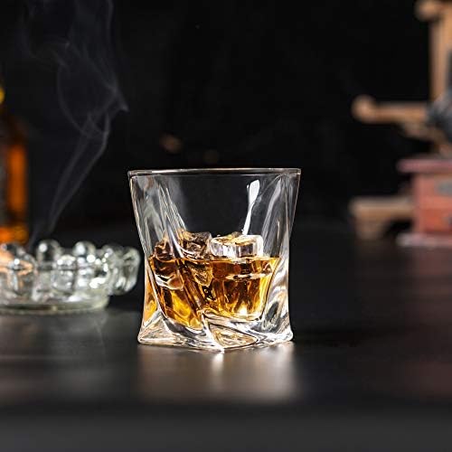 KANARS Whiskyt Jéggel Üveg, Készlet 4 Kristály Bourbon Szemüveg Ajándék Doboz - 10 Oz Régi Whiskys Pohár a Whisky, Koktél Whisky,