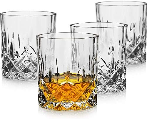 LUXU Whiskey Szemüveg Szett(4)-11 oz formázott Üveg Whiskyt,Régi Vágású, Szemüveg,Kristály Bourbon Rock Szemüveg,Bár Nagy Szemüveg,Egyedi