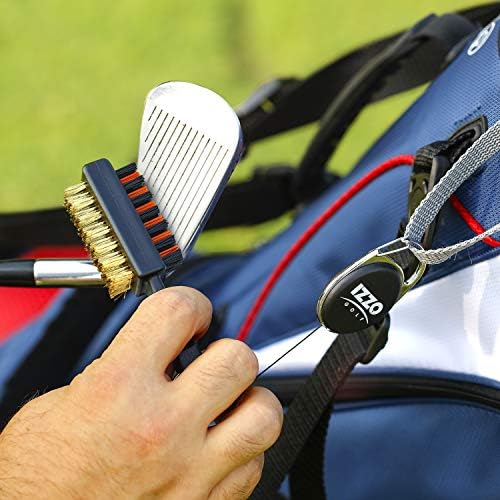 Izzo Golf Kétoldalas Golf Club Ecset - magában Foglalja Golf Club Kefét, Golf Club Groove Cleaner & Behúzható Zinger a Golf-Zsák
