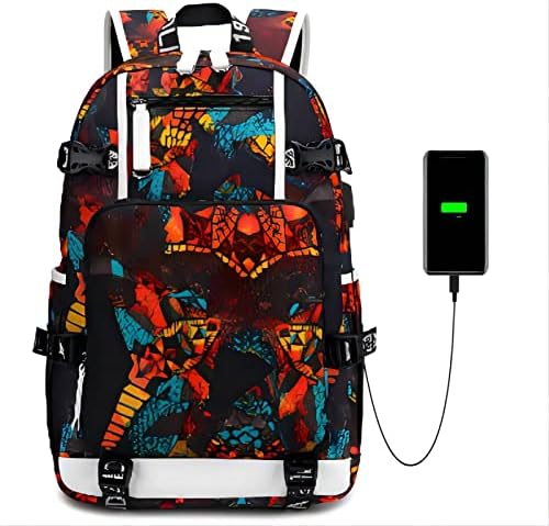 Divat anime hátizsák multifunkcionális utazási notebook hátizsák, USB interfész, állítható vállpánt, iskola táska (Szín-9)