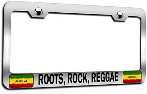 Makoroni - Gyökerek, Rock, Reggae Jamaikai Ch Acél Auto SUV Rendszámtábla Keret, Licenc Tag Jogosult