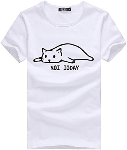 Rövid Ujjú Póló Blúz, Női,Amiley Nők Aranyos Macska Nyomtatott Rövid Ujjú Blúz Levelet Sleeve T-Shirt Lányok Alkalmi Felsők