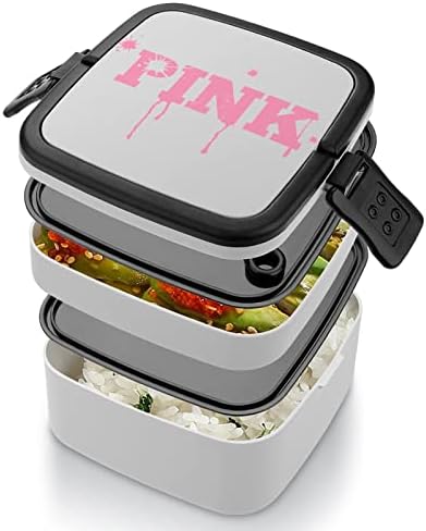 Rózsaszín Nyomtatás Minden Egy Dupla Réteg Bento Box Felnőtt/Gyerekek uzsonnás Doboz Készlet Étel elkészítése Konténerek