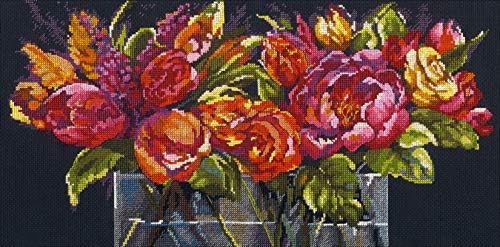 Méretek 'Virágot az Öröm' Jelezni keresztszemes Készlet Arany Gyűjtemény, 14 Gróf Fekete Aida Ruhával, 18 x 9